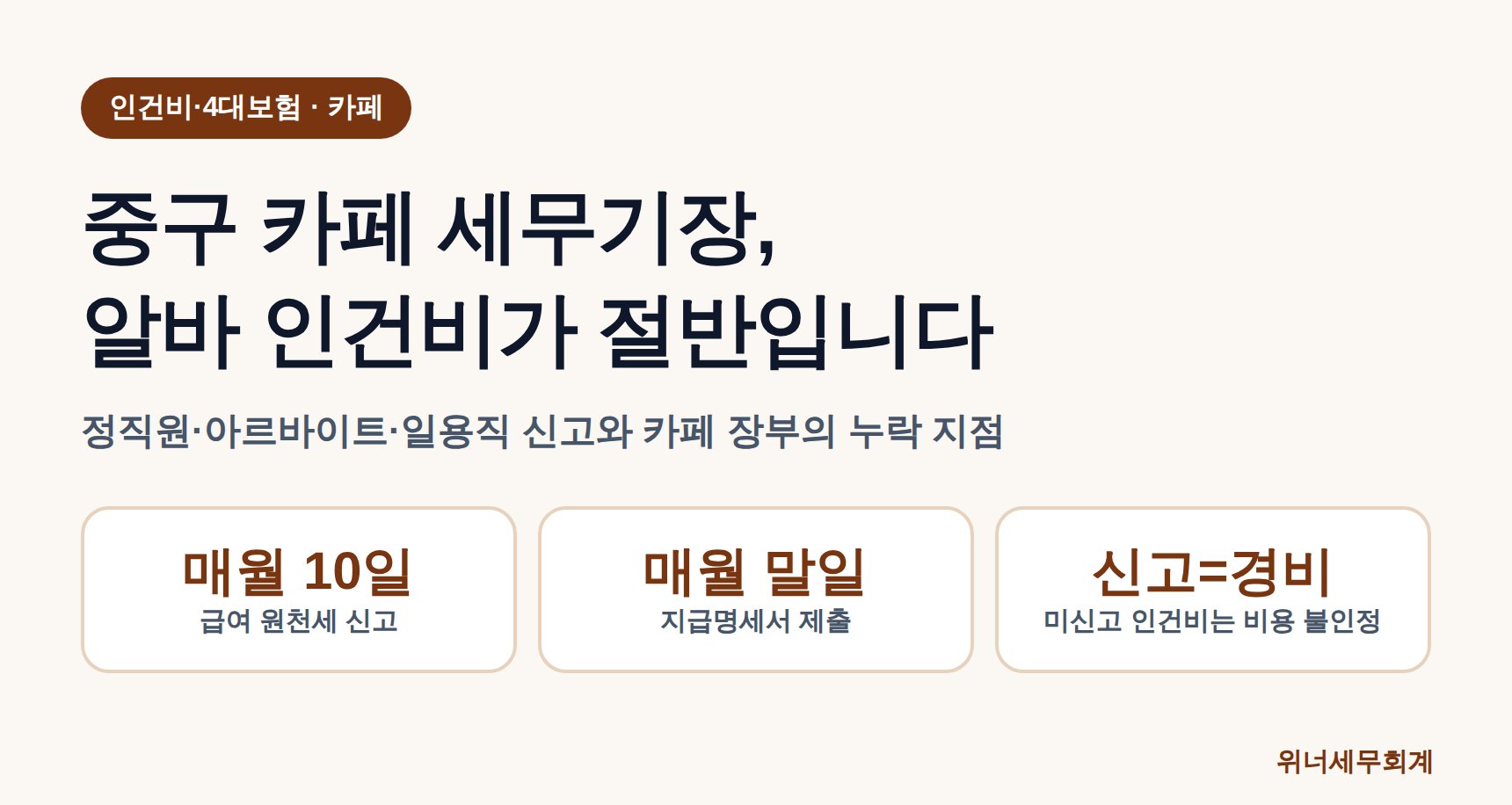 중구 카페 세무기장, 알바 인건비 신고를 미루면 생기는 일 (중구 카페 세무사)