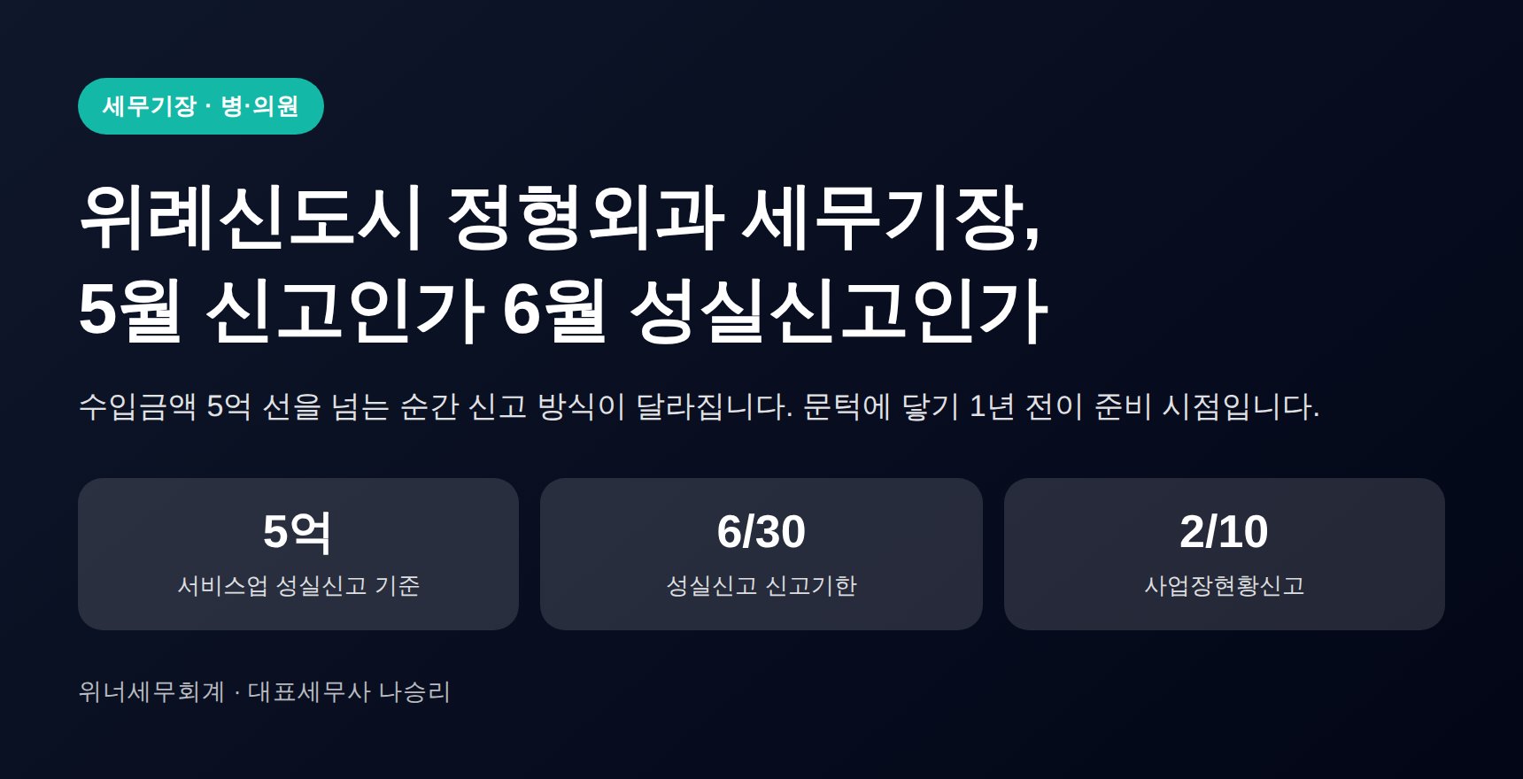 위례신도시 정형외과 세무기장 핵심 요약 - 성실신고 기준과 신고기한
