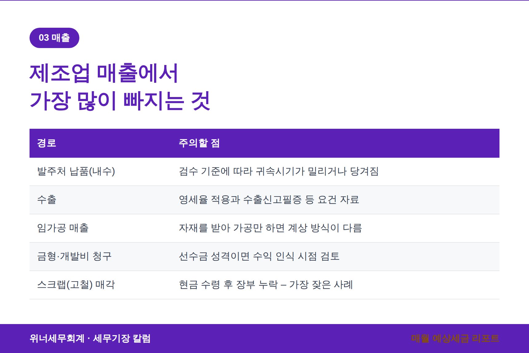 제조업 매출 경로와 스크랩 매각 누락 주의 - 하남 제조업 세무사