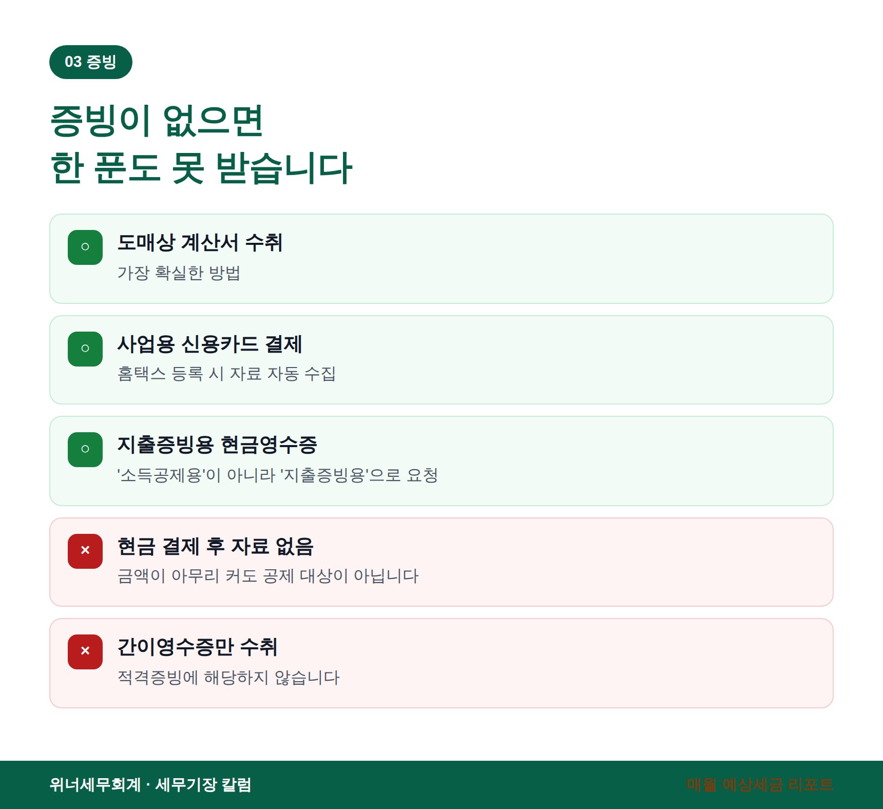 매입 방식별 공제 가능 여부와 증빙 요건 - 성남 음식점 세무사