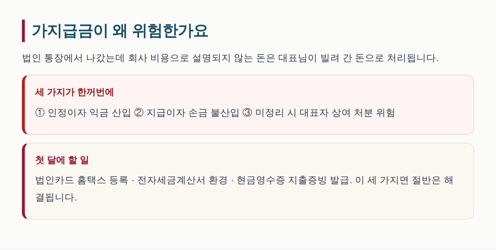 법인 가지급금 위험과 첫 달에 세팅할 것