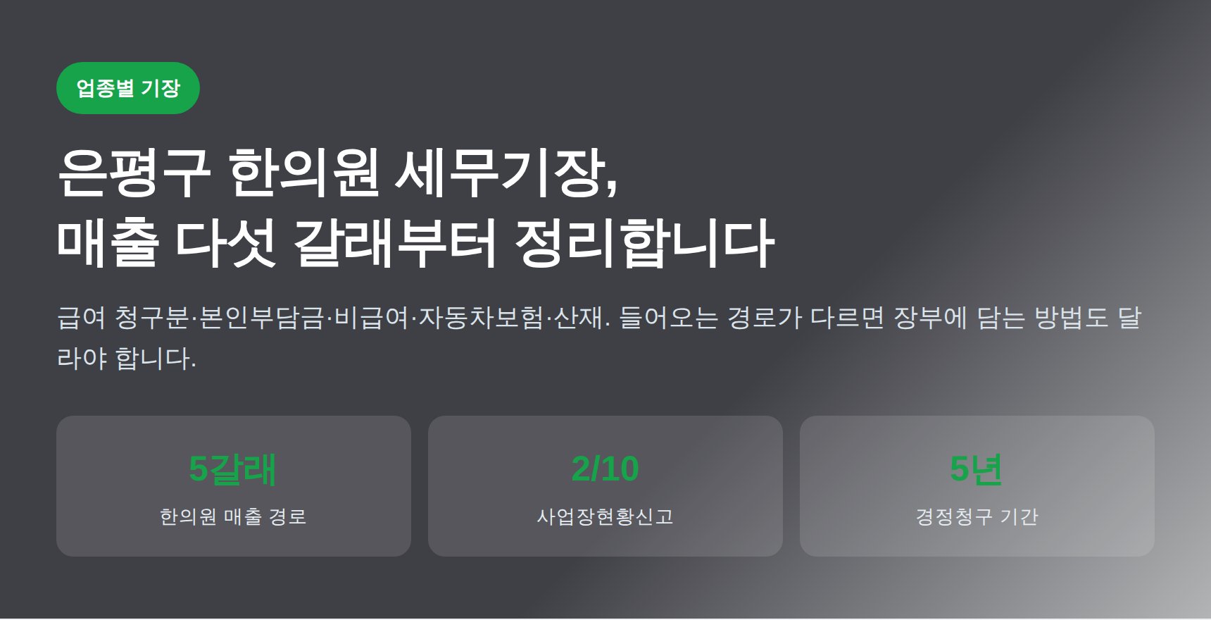 은평구 한의원 세무기장, 우리 병원 매출은 어디서 새고 있을까 (은평구 한의원 세무사)