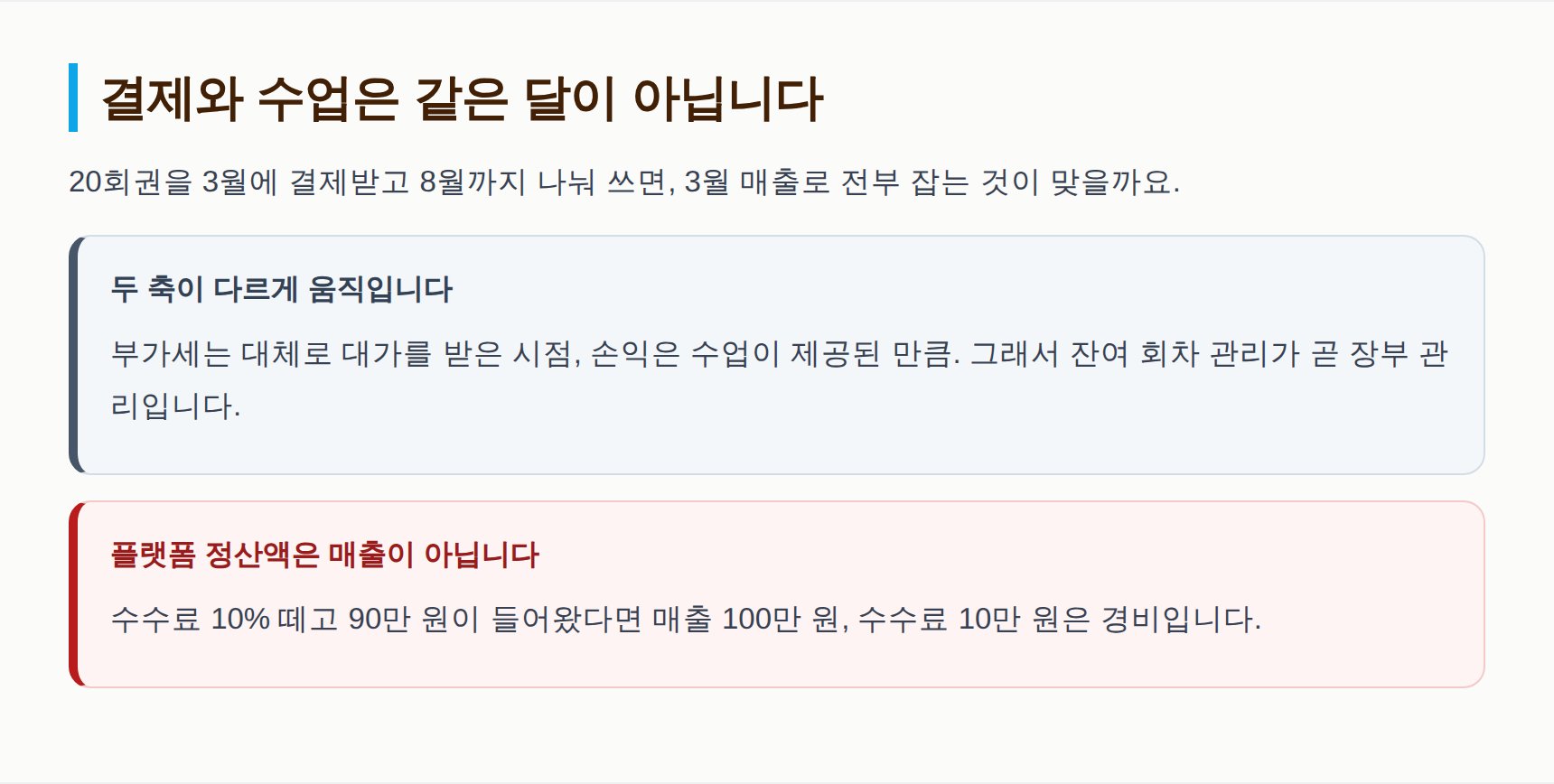 필라테스 회원권 결제 시점과 매출 인식의 차이