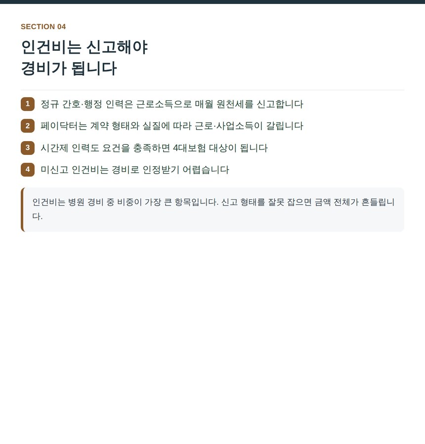 병원 인건비 유형별 신고 방법과 4대보험 판단