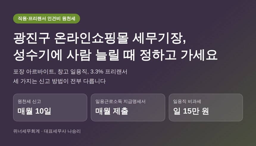 광진구 온라인쇼핑몰 세무기장, 성수기에 사람 늘릴 때 꼭 정하고 가세요 (광진구 온라인쇼핑몰 세무사)