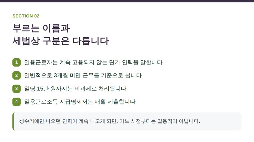 포장 아르바이트와 창고 일용직의 구분 기준과 지급명세서 제출