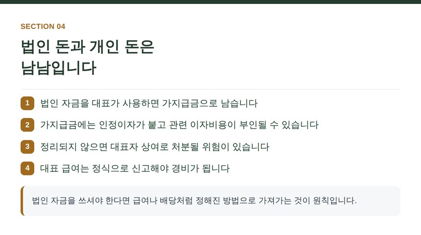 법인 통장과 대표 개인 통장을 섞었을 때 생기는 문제