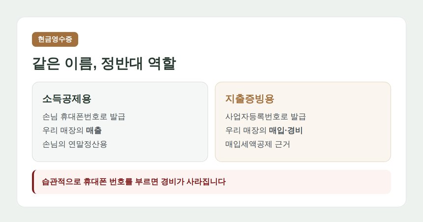 소득공제용 현금영수증과 지출증빙용 현금영수증의 차이