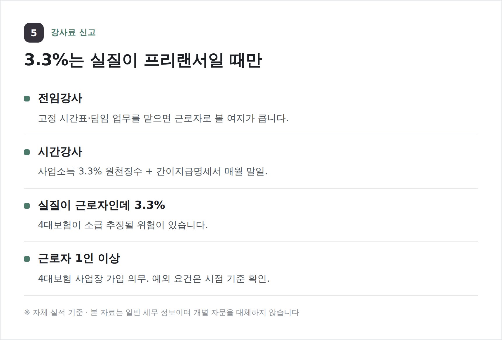 서울중구 입시학원 세무사가 정리한 강사료 신고 방식 비교