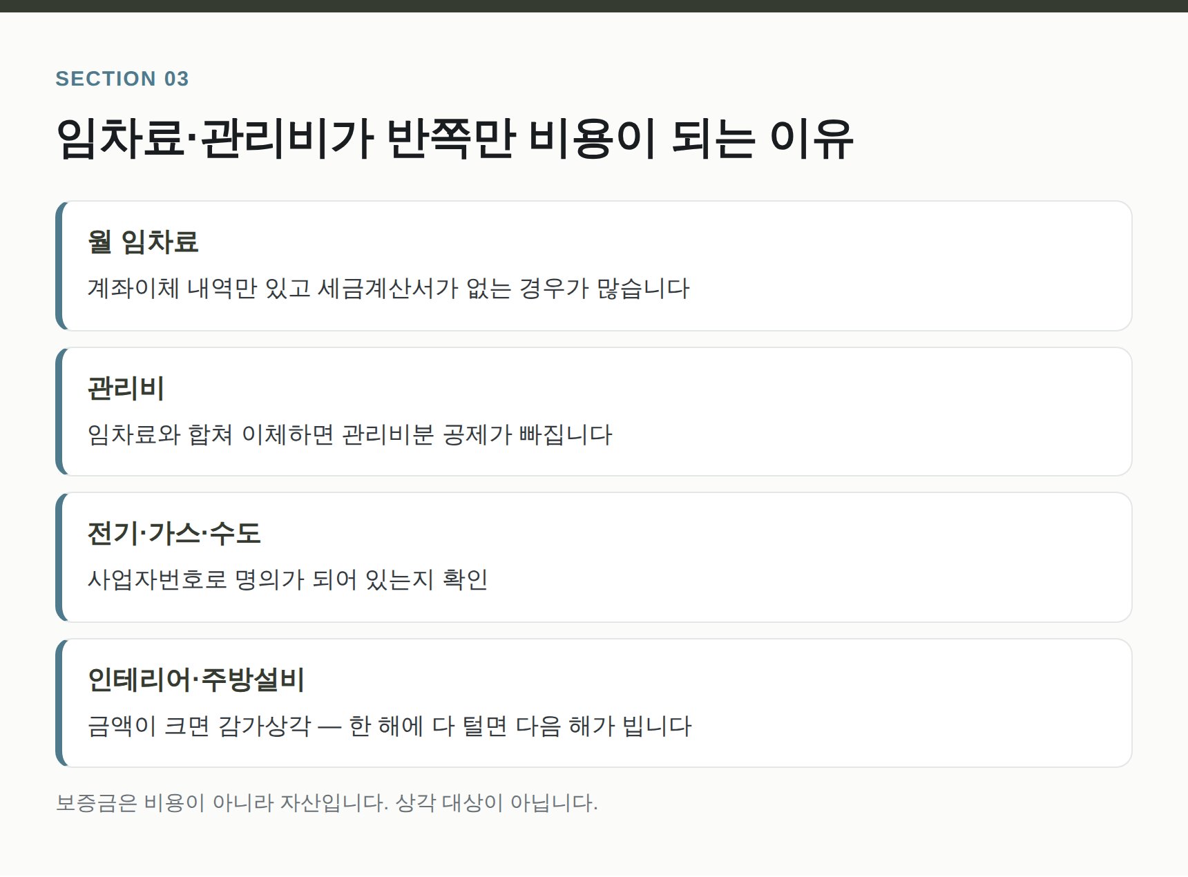 음식점 임차료와 관리비 세금계산서 점검 항목