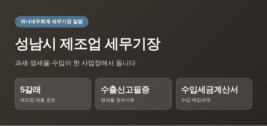 성남시 제조업 세무기장 히어로 이미지 - 부가세 수출입 증빙 관리
