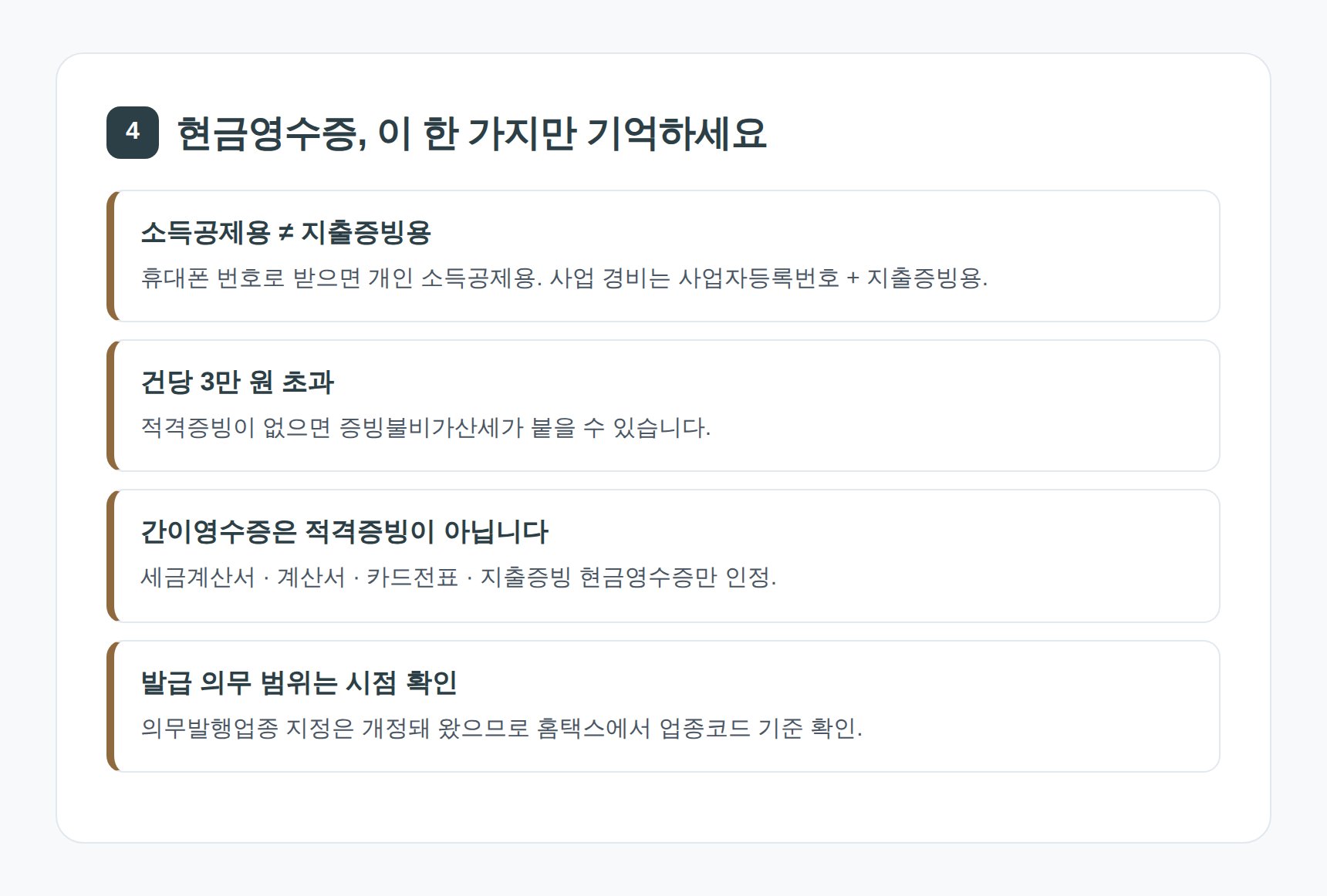 지출증빙용 현금영수증과 적격증빙 3만 원 기준