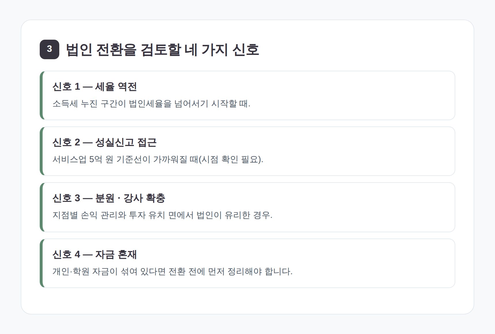 법인 전환을 검토할 네 가지 신호