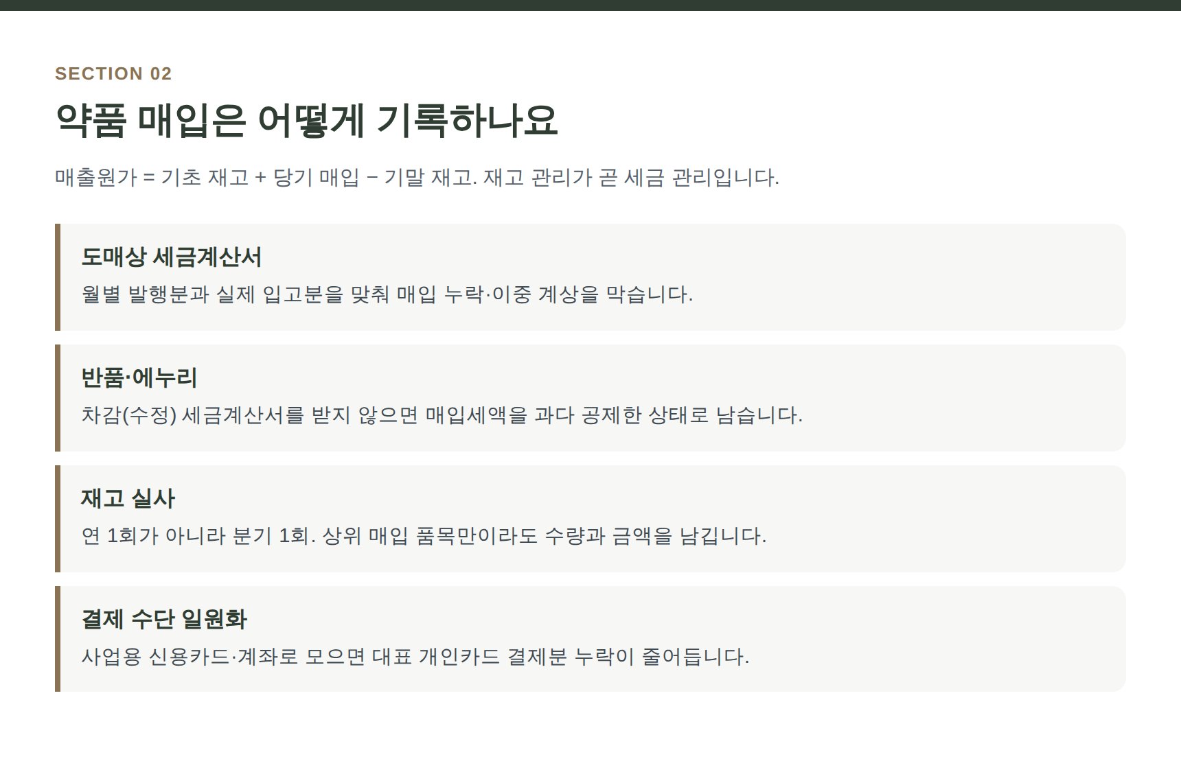 약국 약품 매입 기록과 재고 실사 관리 포인트