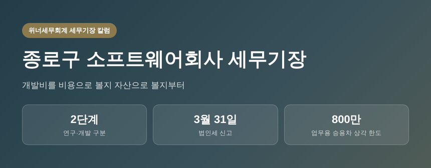 종로구 소프트웨어회사 세무기장 개발비 회계처리 요약