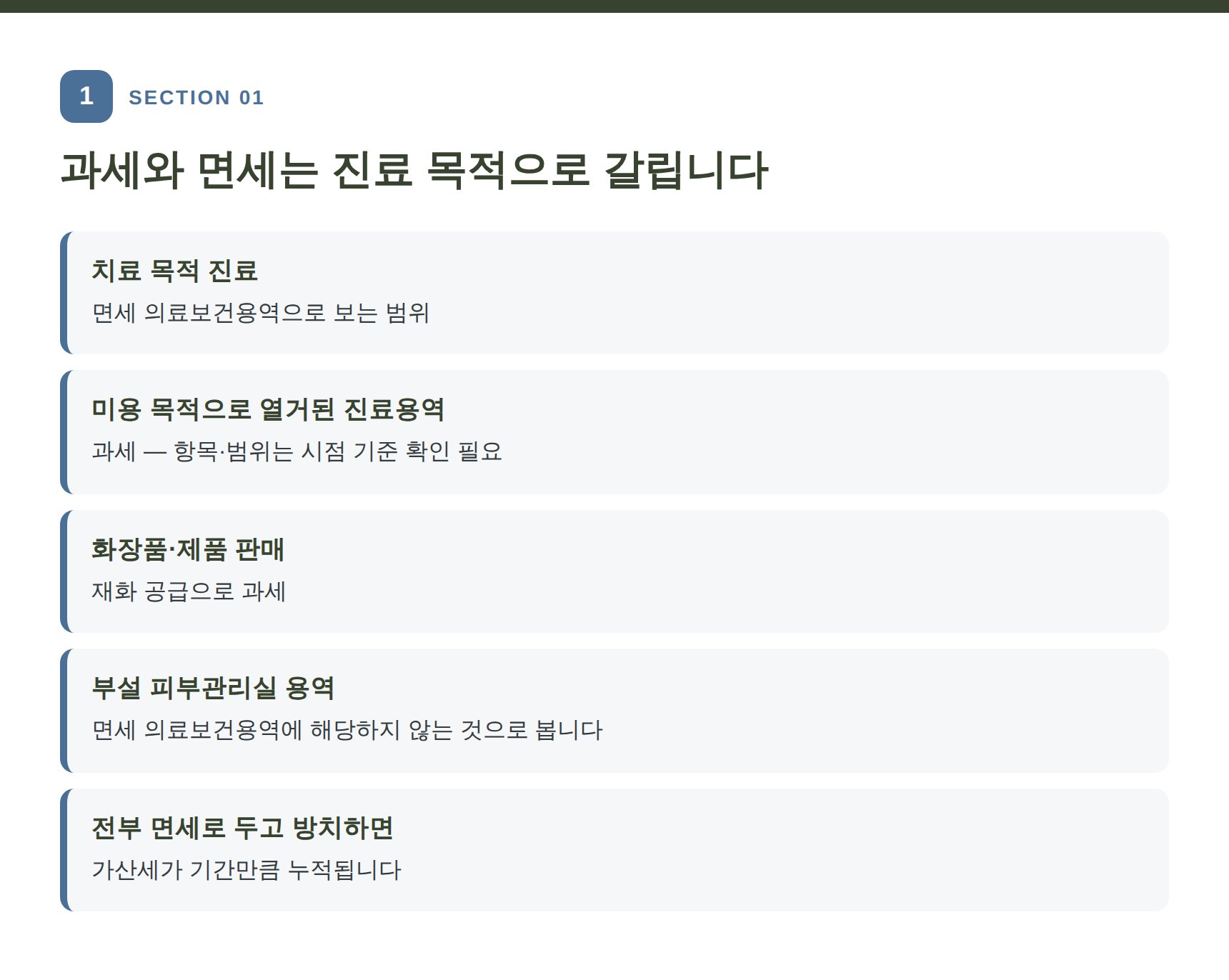 피부과 치료 목적과 미용 목적 과세 면세 구분