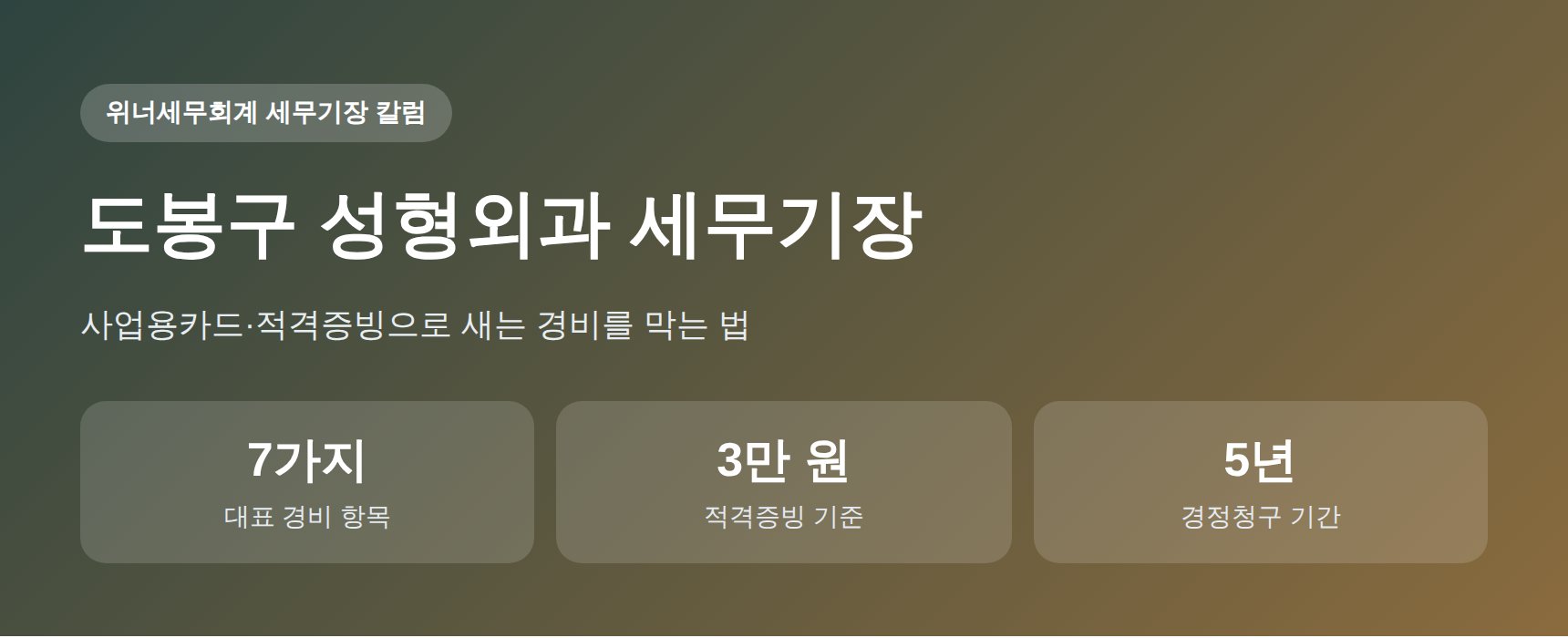 도봉구 성형외과 세무기장 핵심 요약