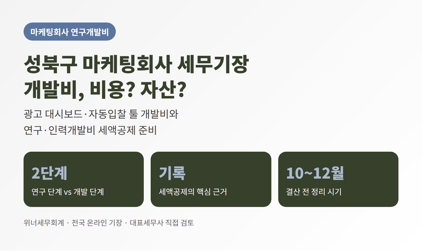 성북구 마케팅회사 연구개발비·무형자산 처리 요약