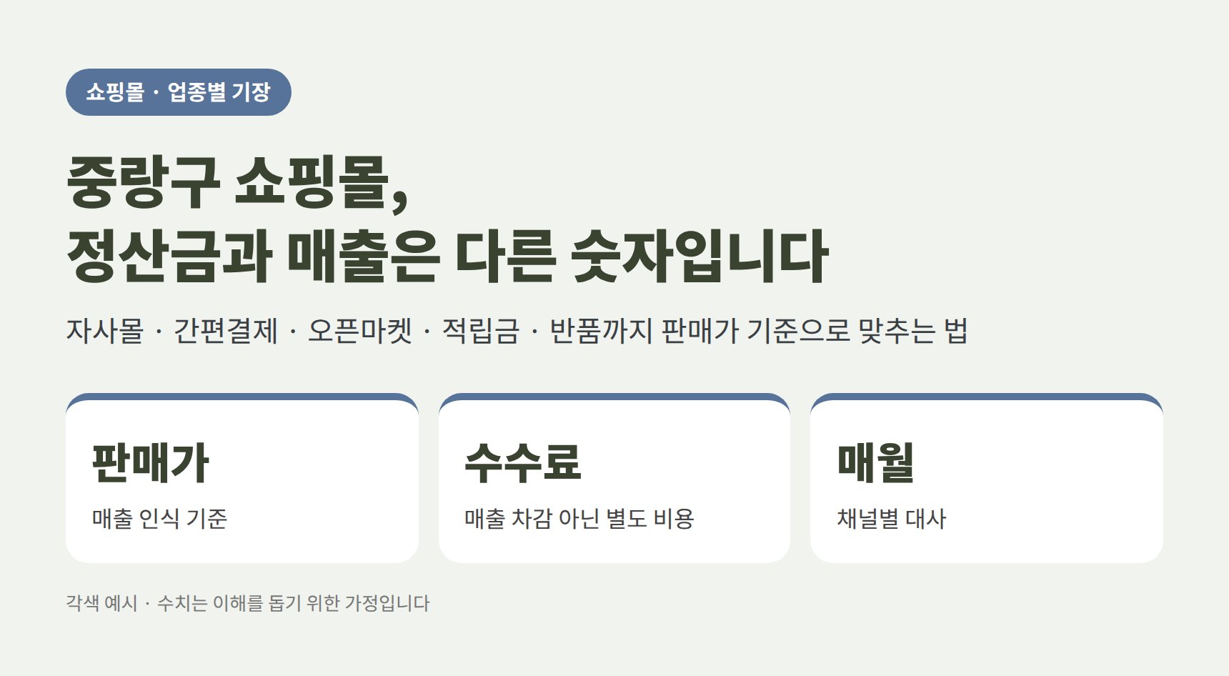 중랑구 쇼핑몰 플랫폼별 매출 정산 대사 요약
