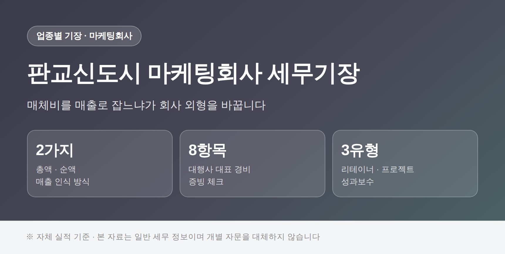 판교신도시 마케팅회사 세무기장 — 매체비를 매출로 잡느냐가 회사 외형을 바꿉니다 (판교신도시 마케팅회사 세무사)