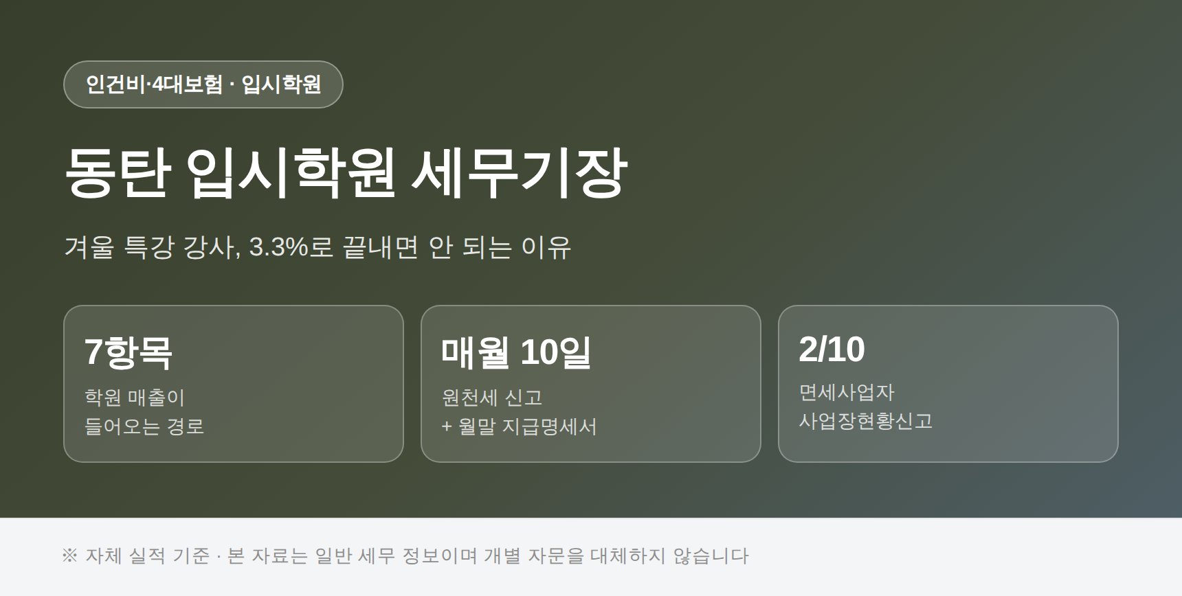동탄 입시학원 세무기장 핵심 요약 — 강사료와 4대보험 점검