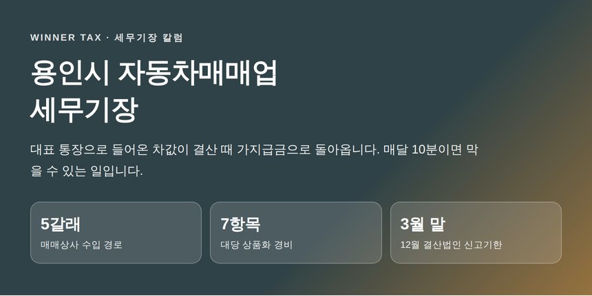 용인시 자동차매매업 세무기장 핵심 요약 — 대표 통장을 거친 차값과 가지급금