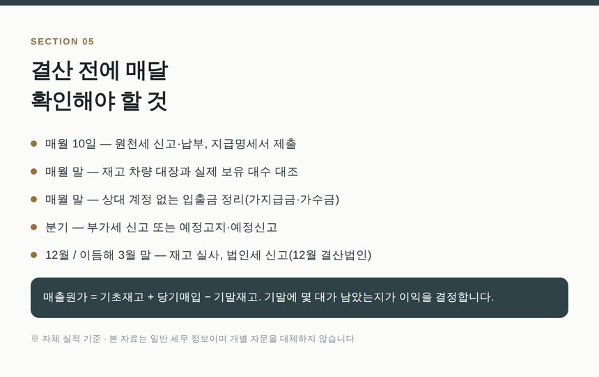 법인 결산 전 매달 확인할 세무 일정표