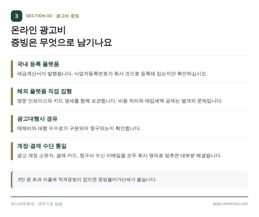 온라인 광고비 집행 형태별 증빙 정리