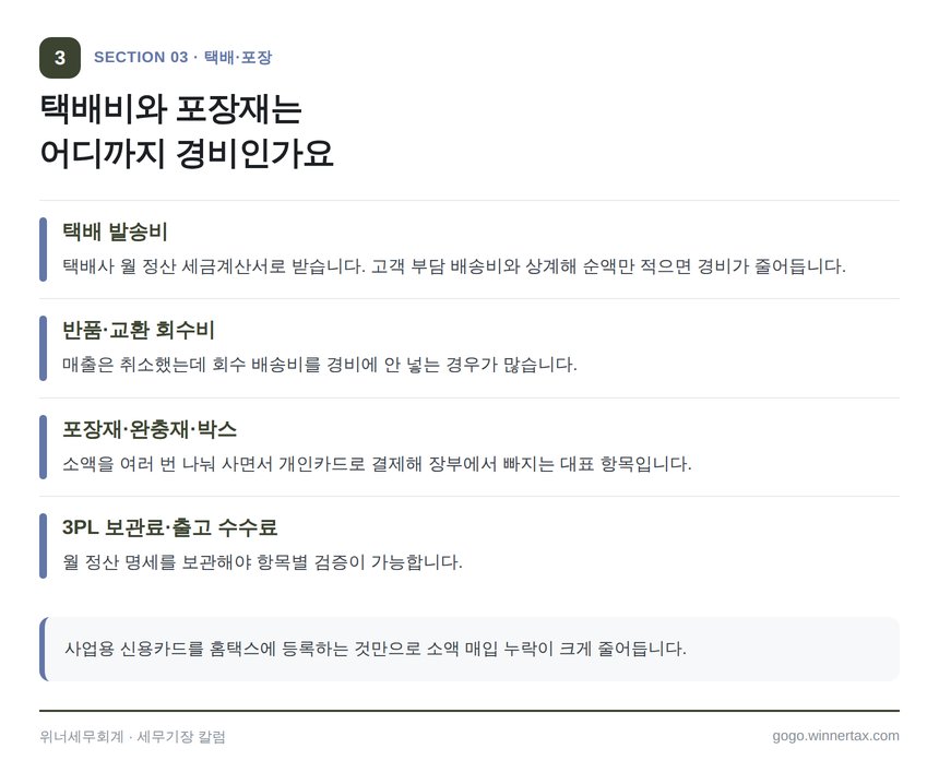 택배비 포장재 3PL 물류비 항목별 증빙 정리