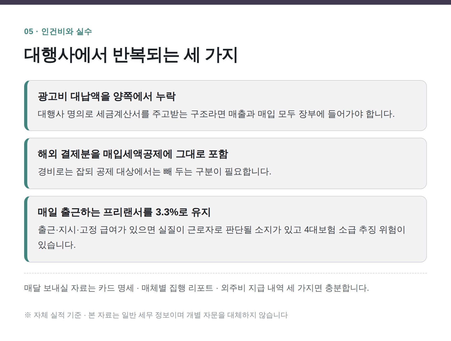 동작구 광고대행사 세무기장 — 대행사에서 반복되는 세 가지
