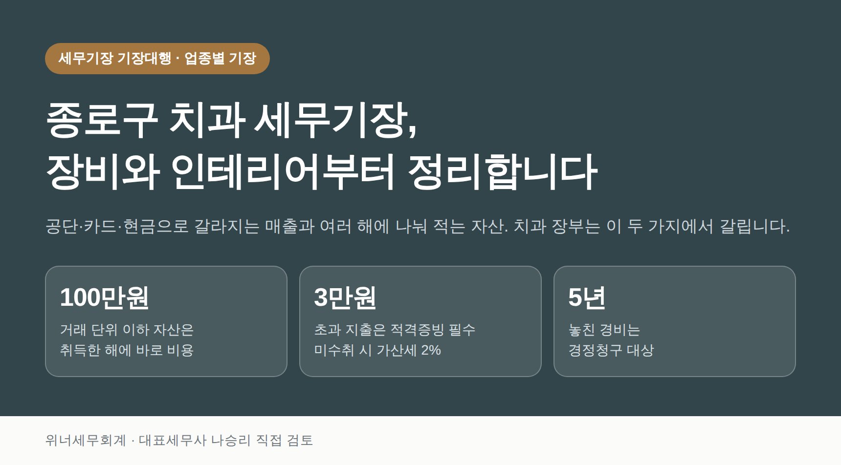 종로구 치과 세무기장 핵심 요약 — 장비와 인테리어 감가상각