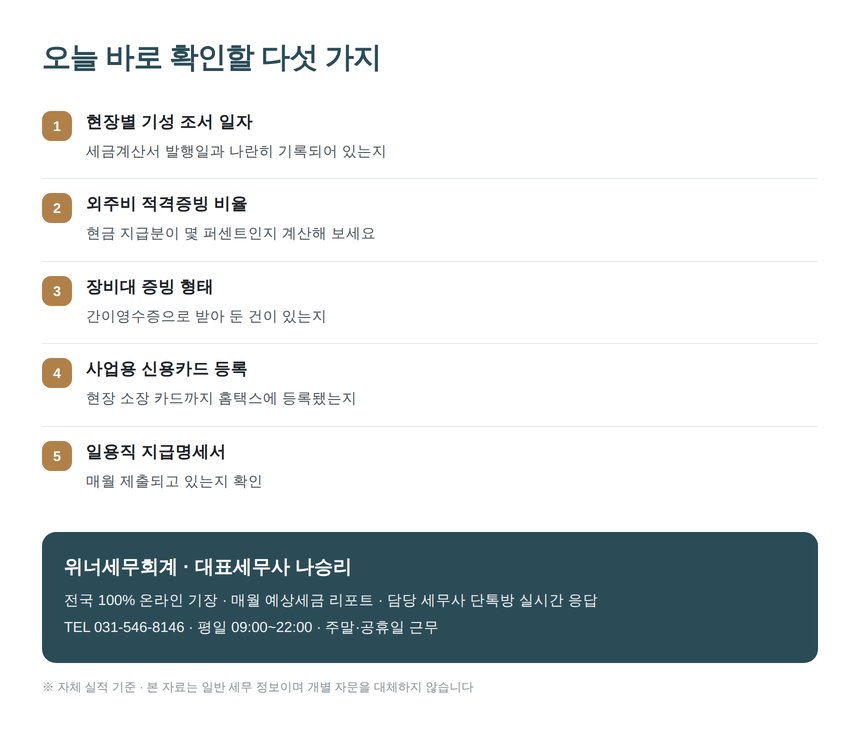 종합건설업 장부 최종 점검표