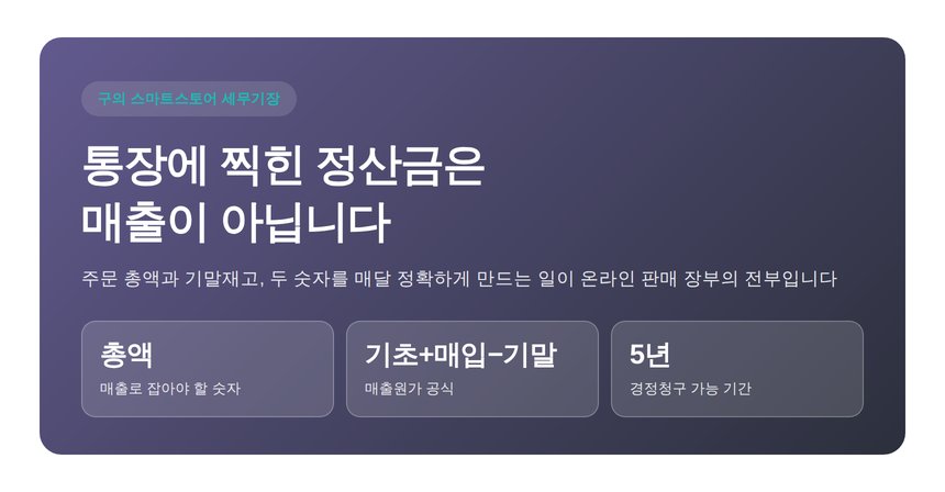 구의 스마트스토어 세무기장 핵심 요약 — 정산금과 매출의 차이