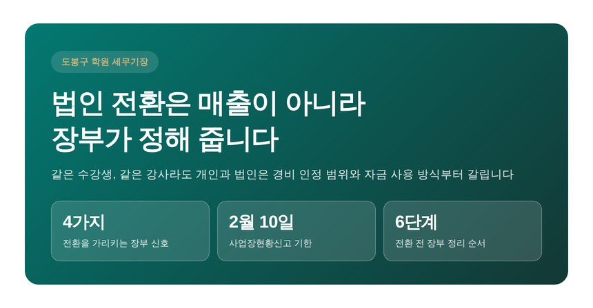 도봉구 학원 세무기장 핵심 요약 — 법인 전환 판단 기준