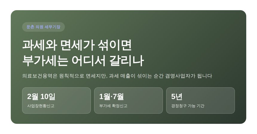 둔촌 의원 세무기장 핵심 요약 — 과세와 면세가 갈리는 지점
