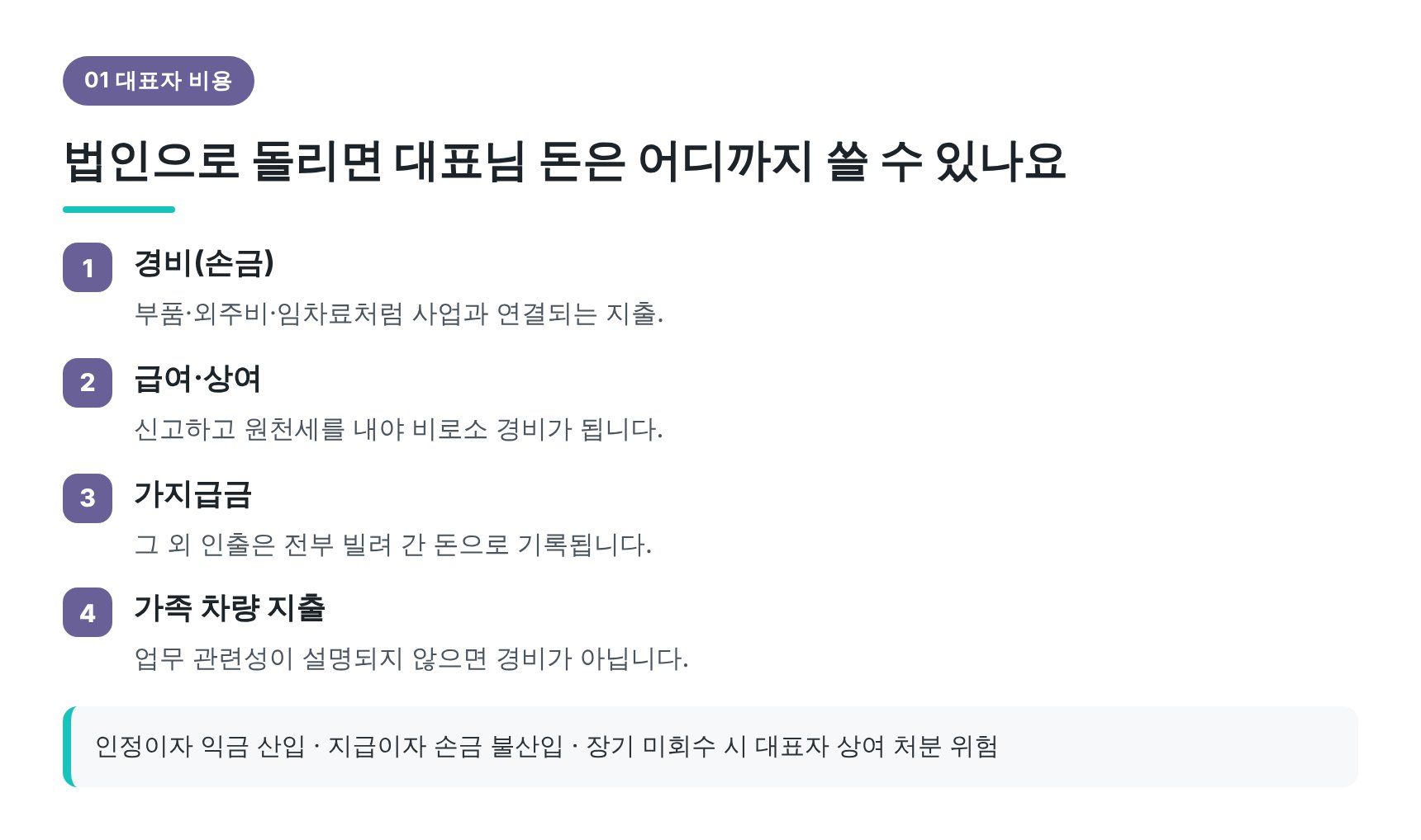 법인 통장에서 나간 돈의 세 갈래와 가지급금