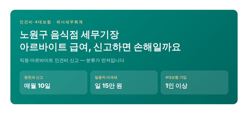 노원구 음식점 세무기장 — 아르바이트 급여, 신고하면 손해일까요 (노원구 음식점 세무사)