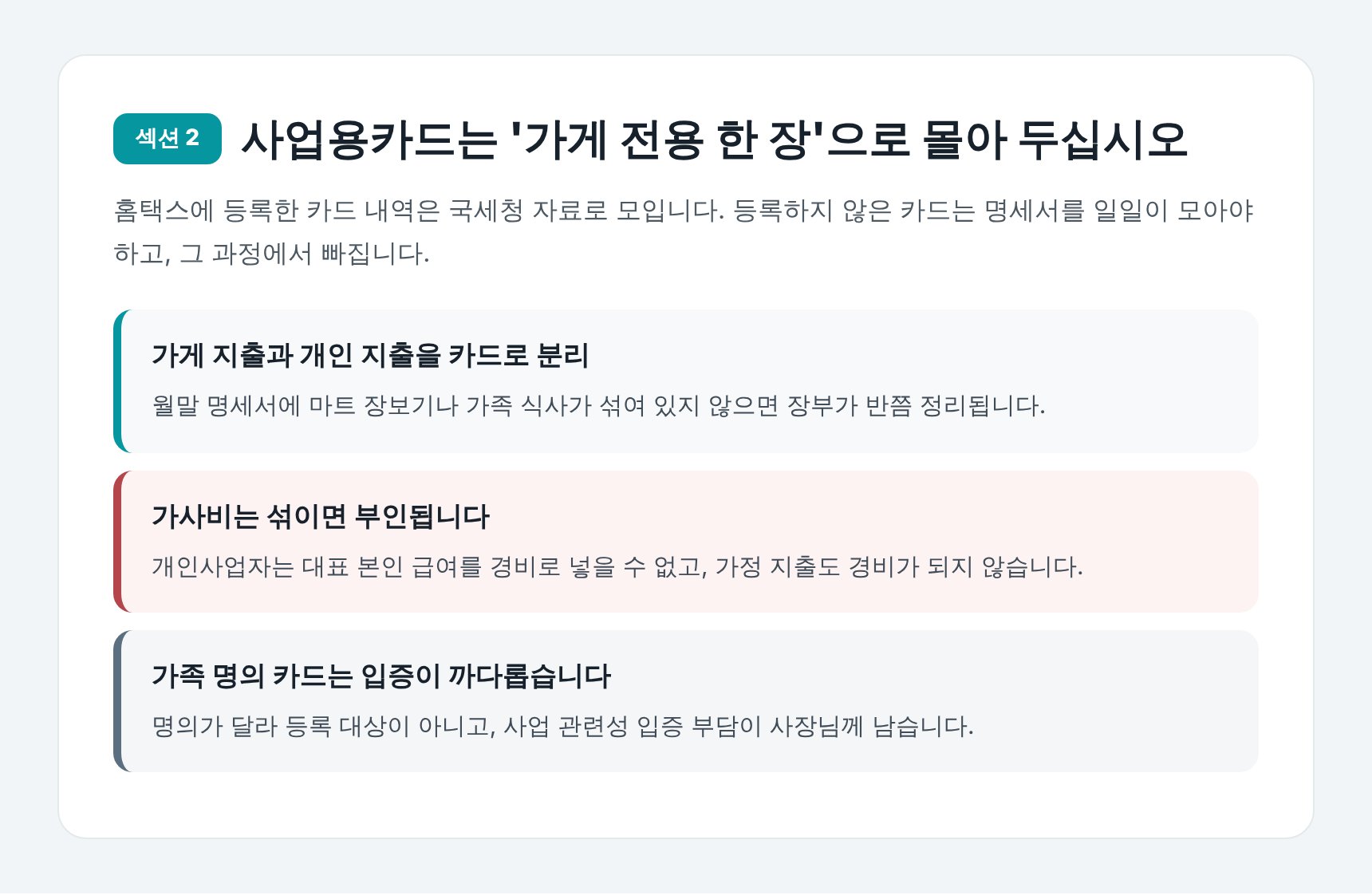 사업용 신용카드 등록과 가게 전용 카드 분리 방법