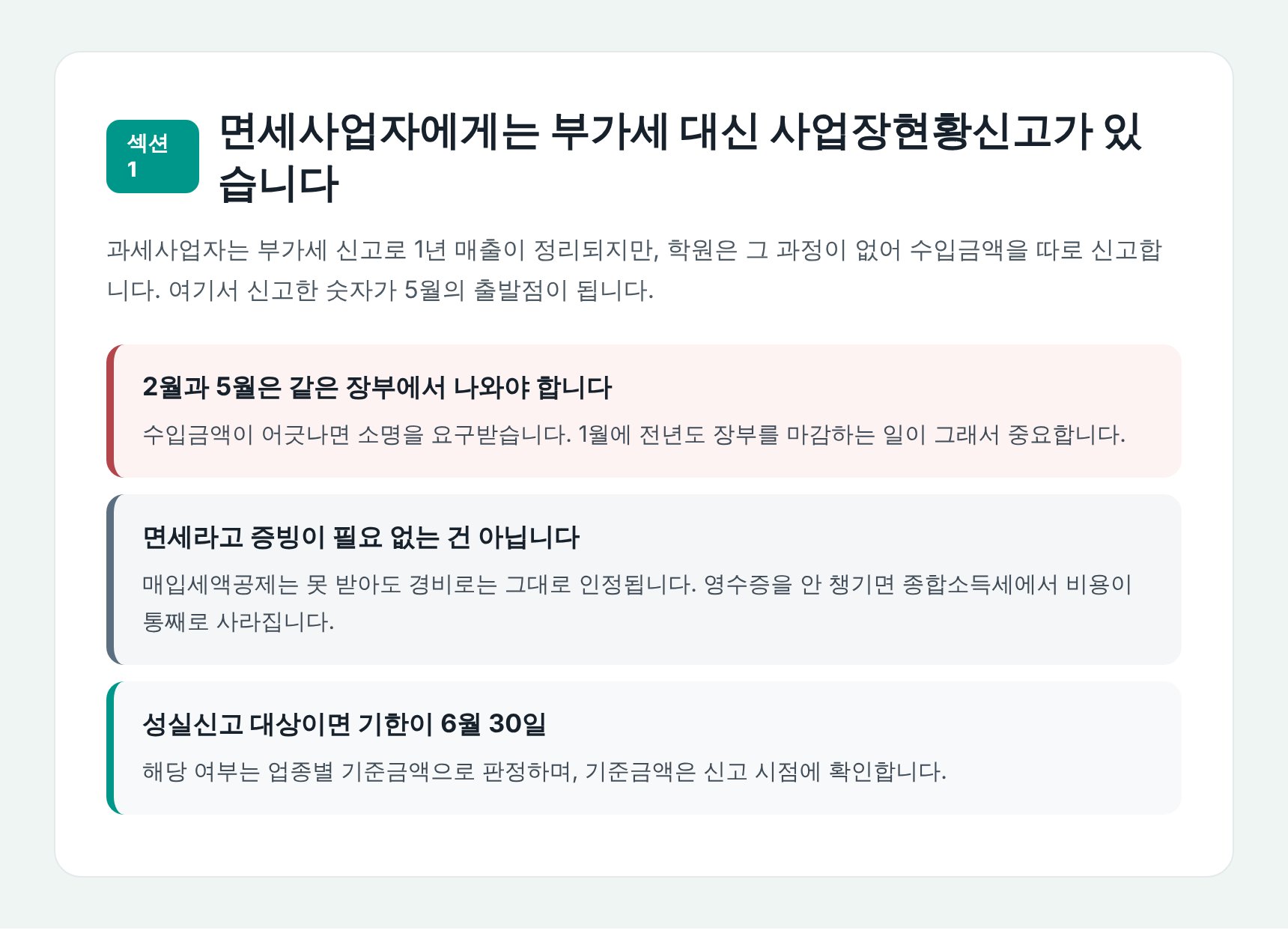 면세사업자 사업장현황신고와 과세사업자 부가세 신고 비교