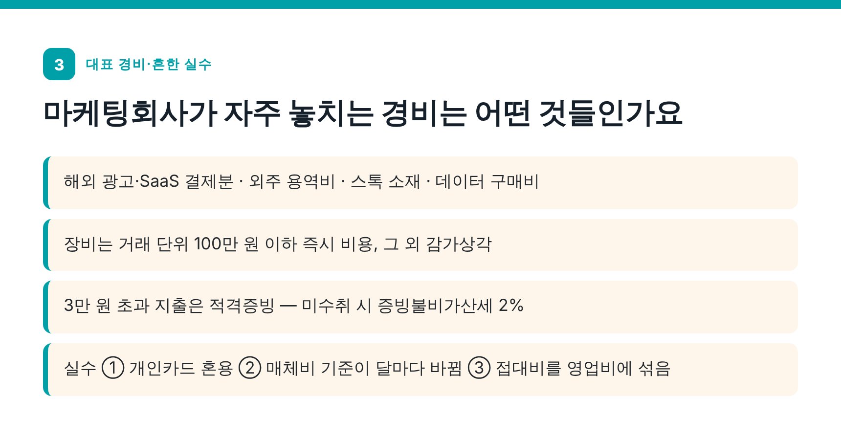 마케팅회사가 자주 놓치는 대표 경비와 흔한 실수 — 건대입구 마케팅회사 세무기장