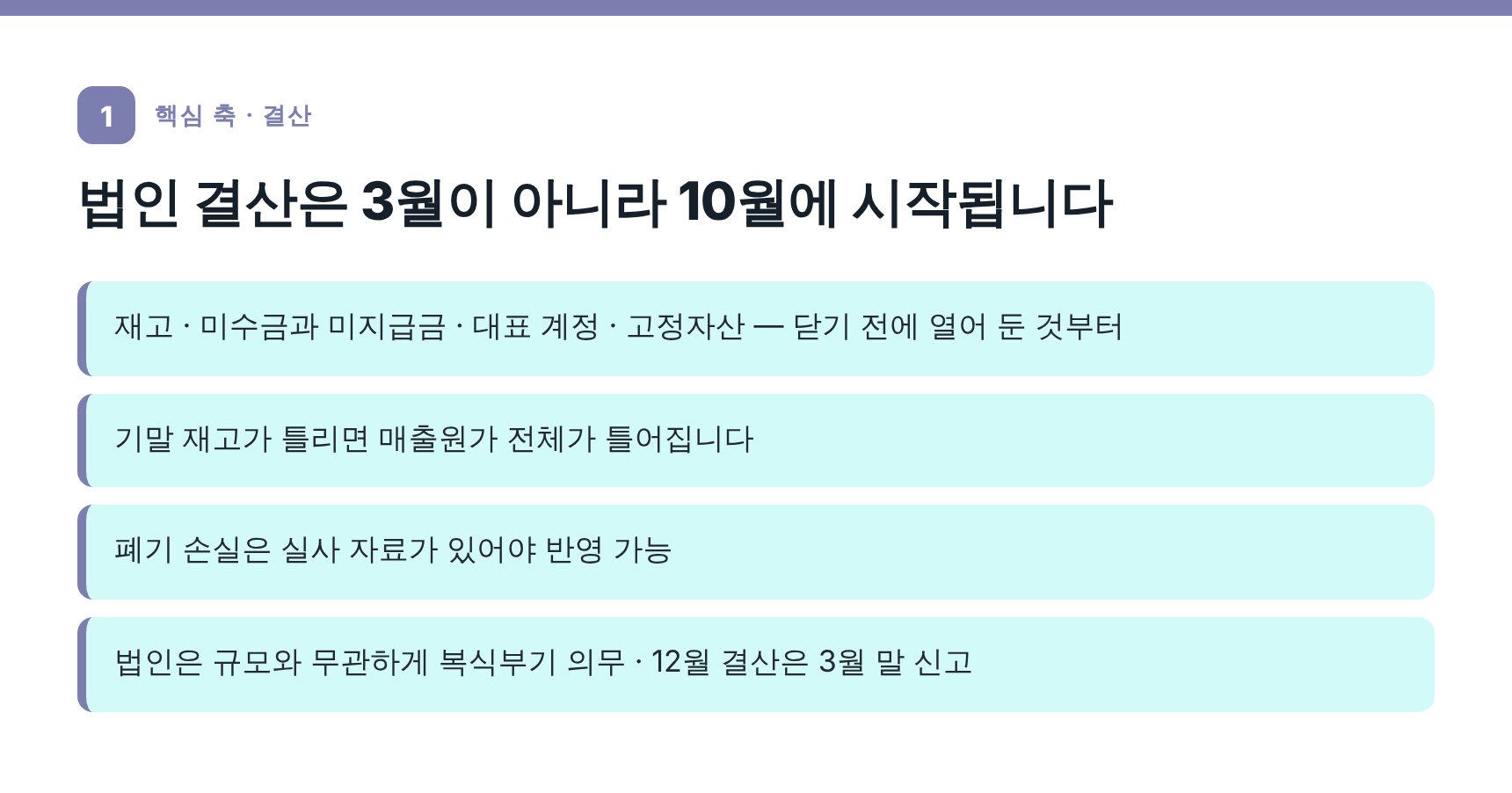 법인 결산 역산 일정 — 10월부터 12월까지 맞출 네 가지 · 중랑구 법인 세무기장