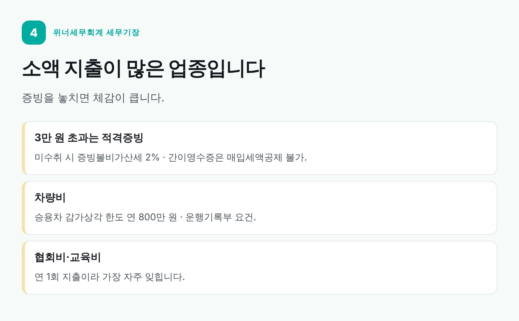 중개사무소 대표 경비 항목과 적격증빙 요건