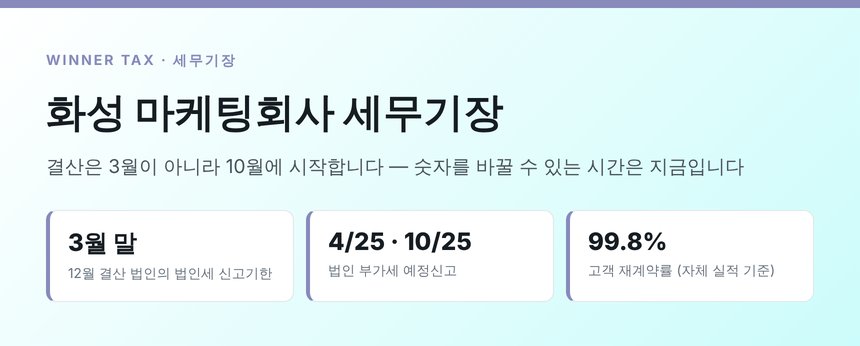 화성 마케팅회사 세무기장 핵심 요약