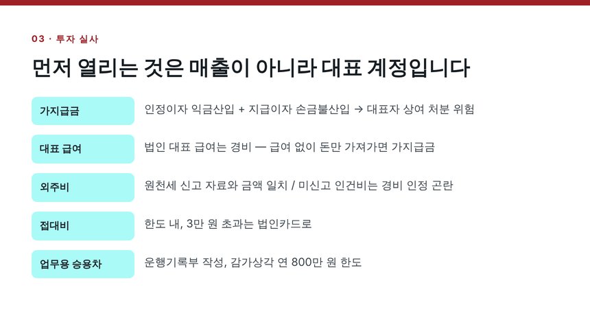 투자 실사에서 먼저 보는 대표 계정과 가지급금