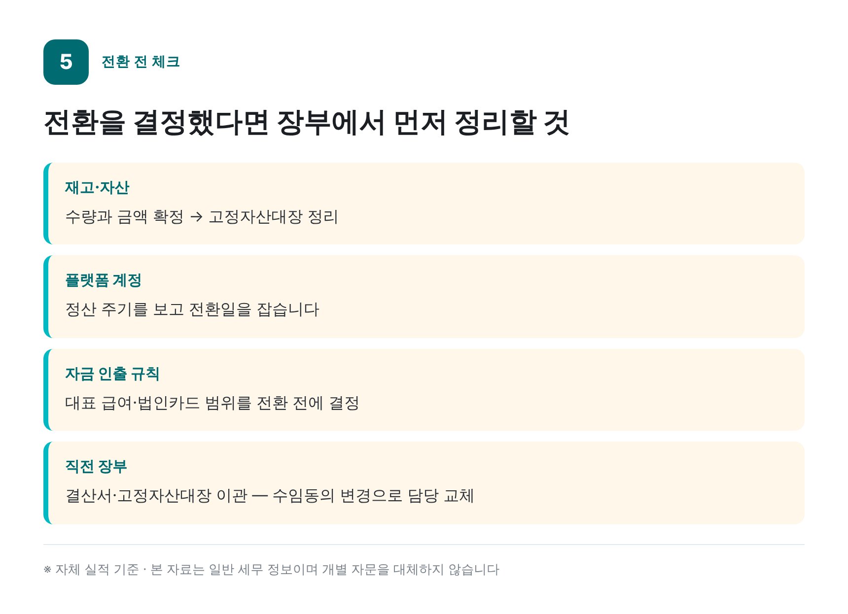 법인 전환 전 장부 정리 순서 — 동작구 통신판매업 세무기장