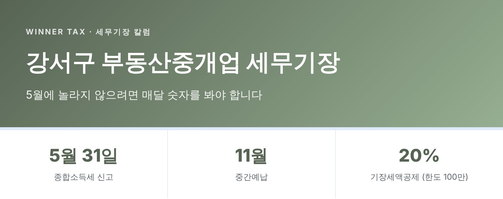 강서구 부동산중개업 세무기장 핵심 요약 — 종합소득세 대비 월별 손익관리
