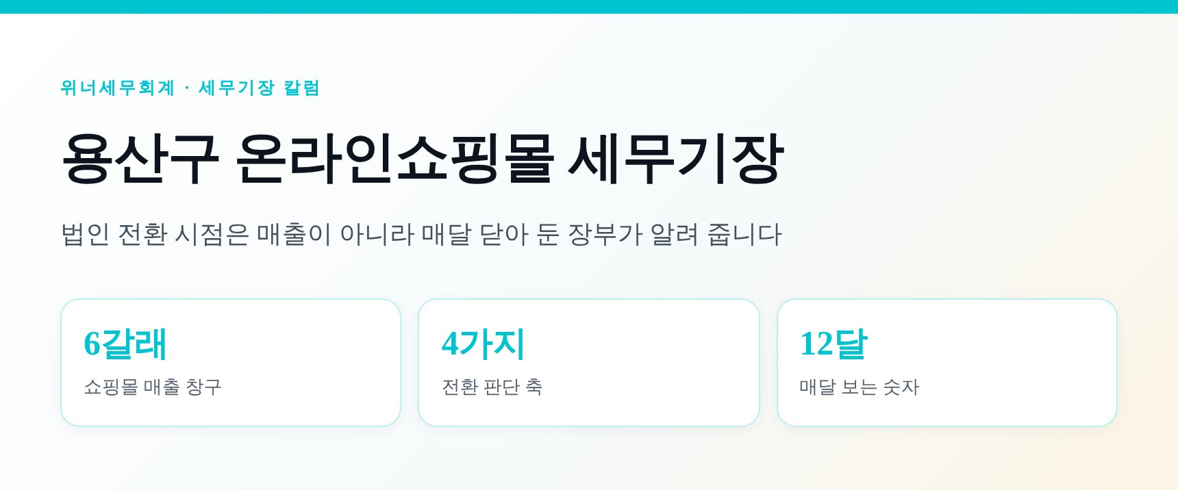 용산구 온라인쇼핑몰 세무기장 핵심 요약 — 법인 전환 시점은 장부가 알려 줍니다