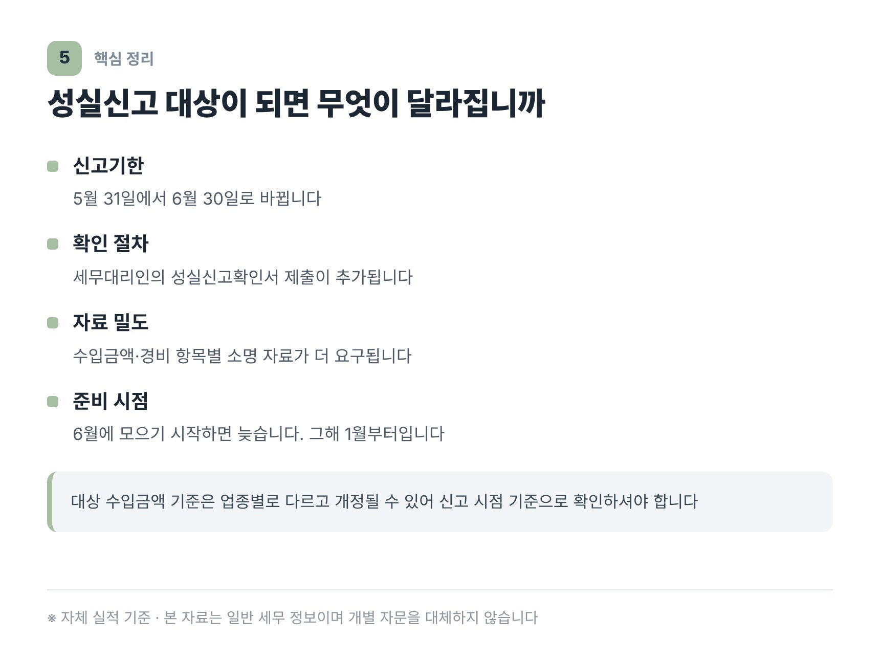 성실신고확인 대상이 되면 달라지는 신고기한과 자료