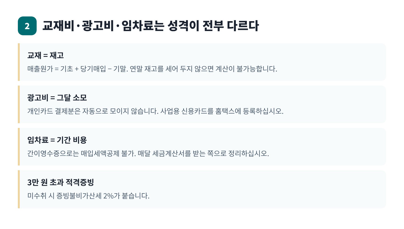 교재비 광고비 임차료 비용처리 기준