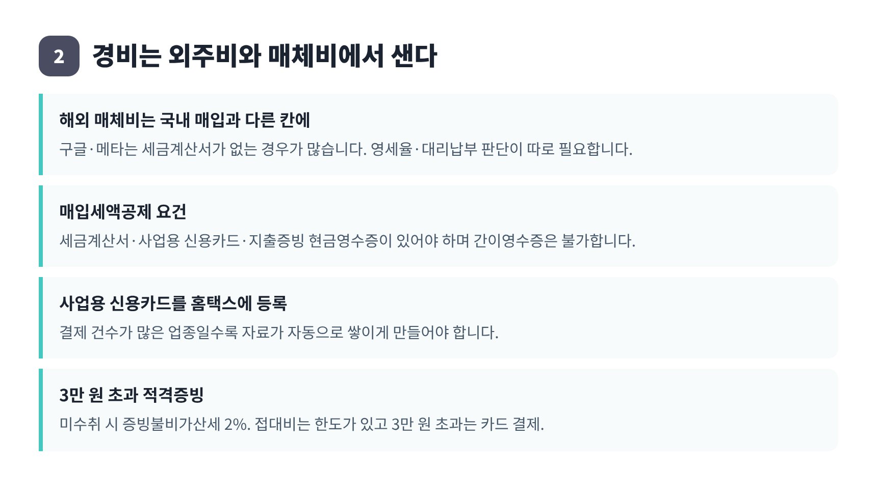 해외 매체비와 국내 매입 증빙 분리